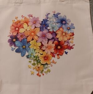 Floral Heart Canvas Tote